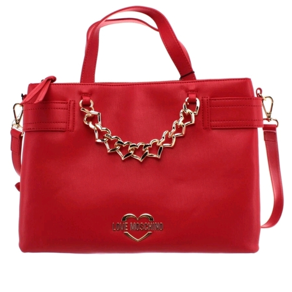 Love Moschino Red Chain Tote Bag - Picture 1 of 13